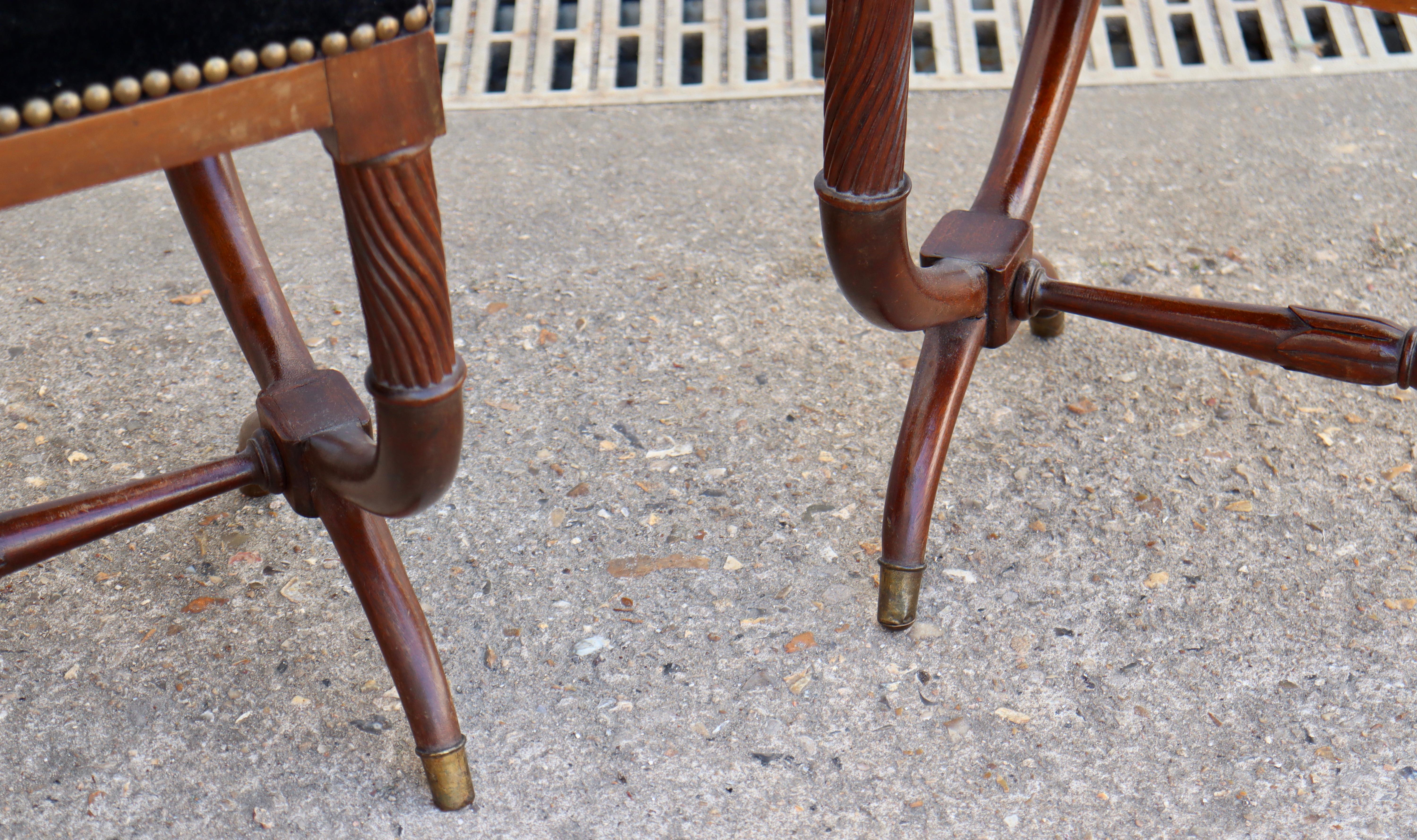 A French 19th Century Pair of Restauration Curule Stools 11