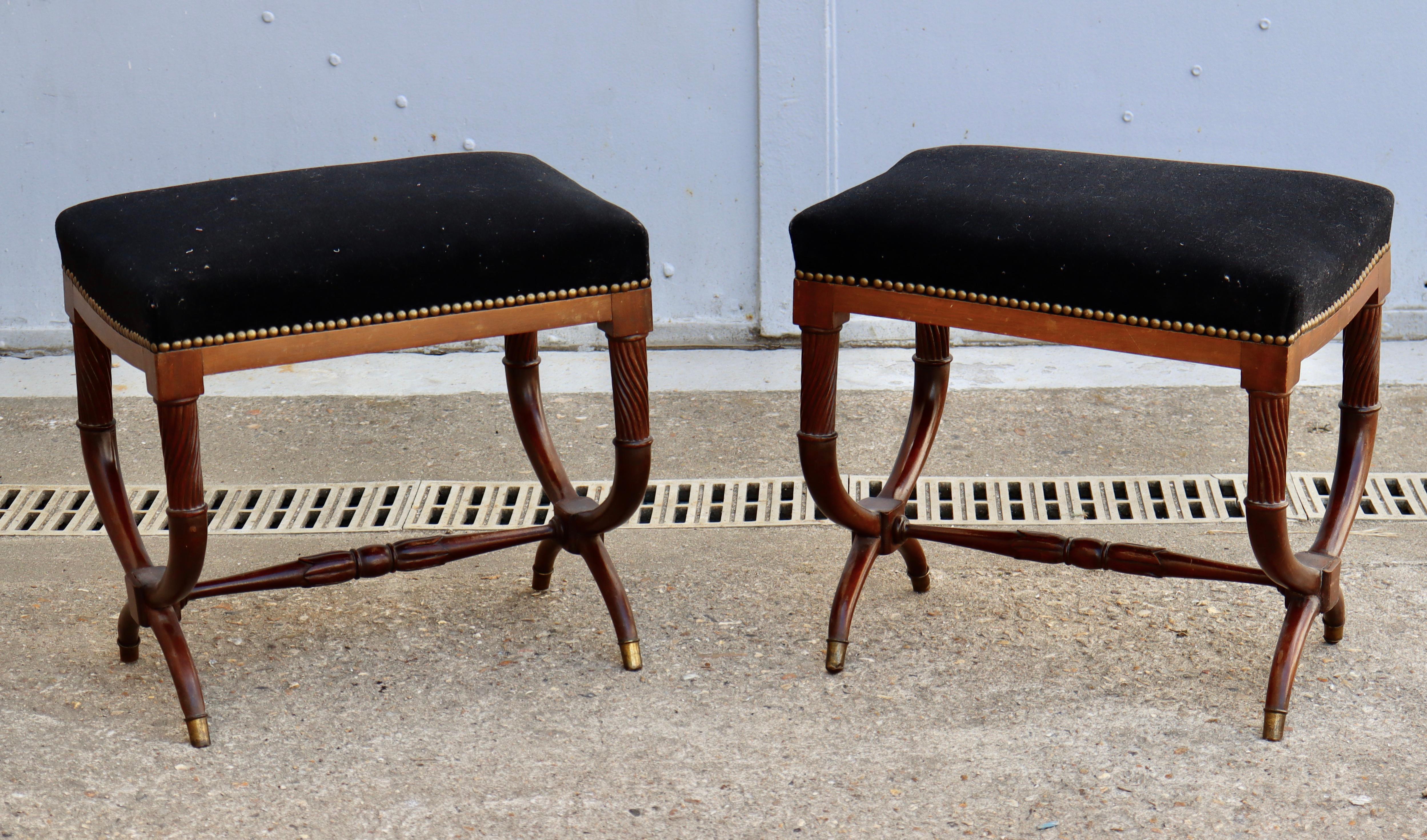 Mahogany A French 19th Century Pair of Restauration Curule Stools
