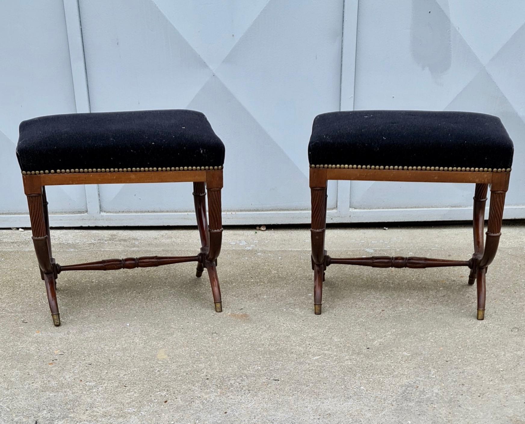 A French 19th Century Pair of Restauration Curule Stools 1
