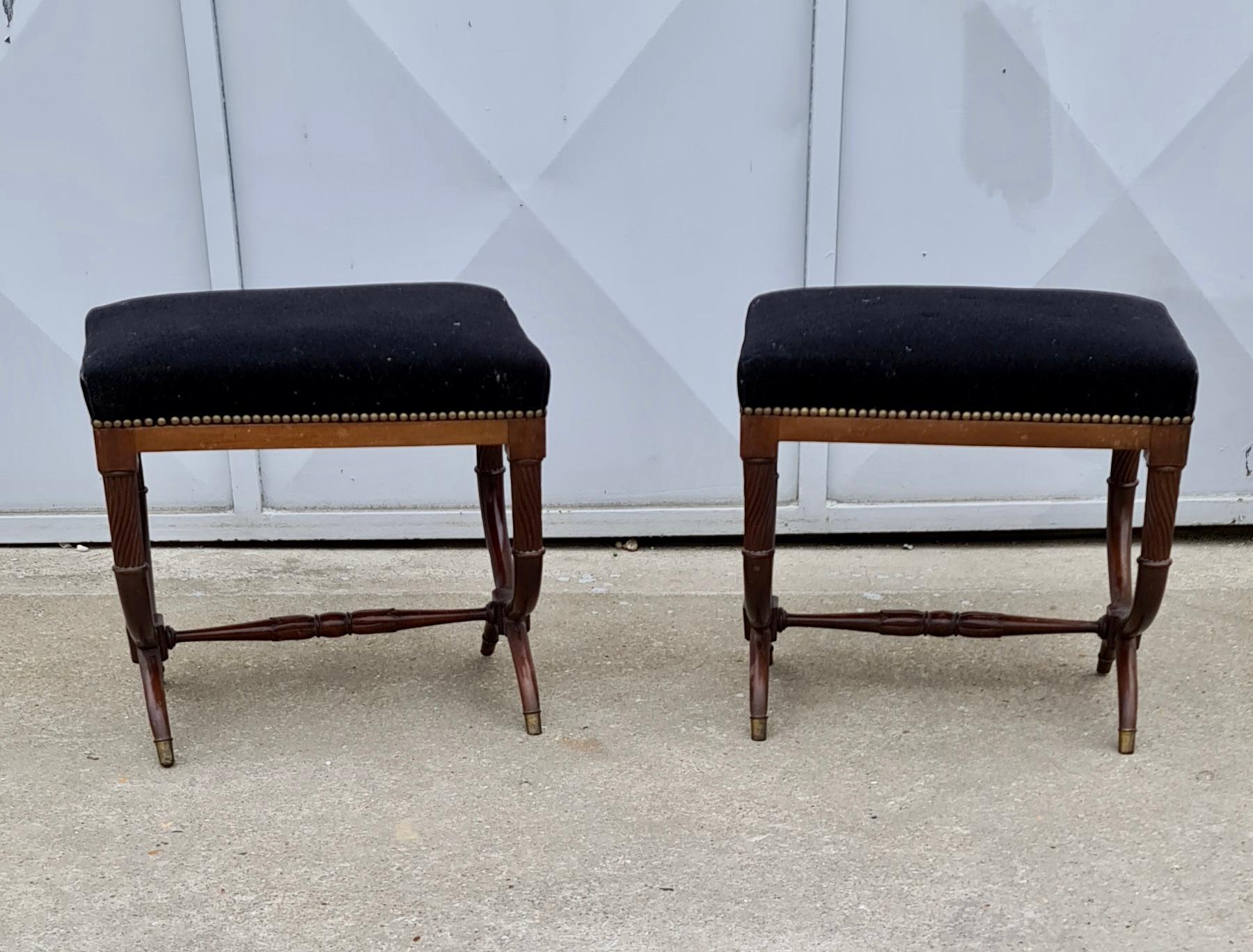 A French 19th Century Pair of Restauration Curule Stools 2