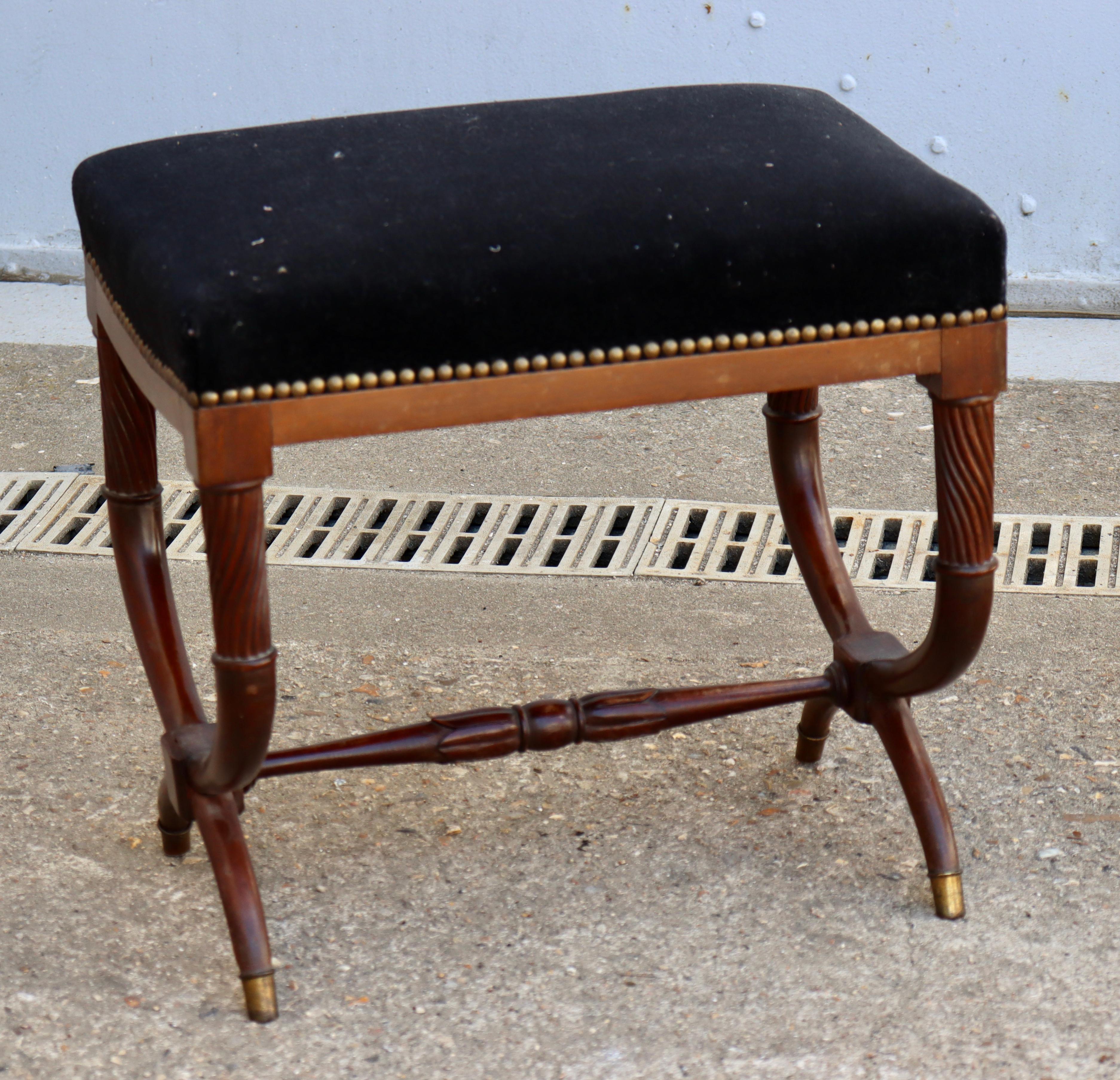 A French 19th Century Pair of Restauration Curule Stools 6