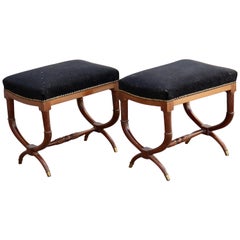 A French 19th Century Pair of Restauration Curule Stools