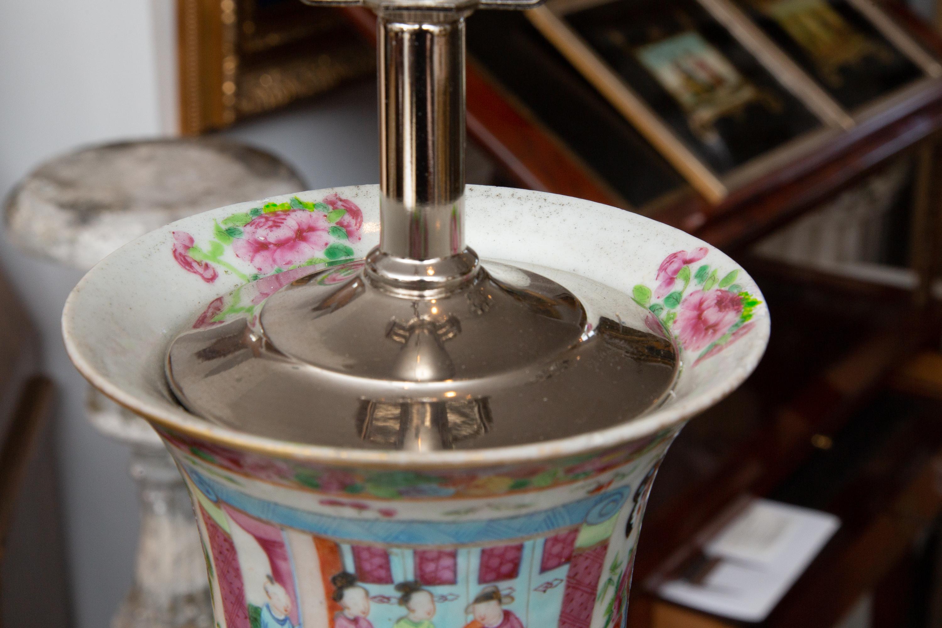 19th Century Pair of Rose Canton Vases as Lamps 2