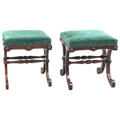 19th Century Pair of Rosewood x Frame Stools
