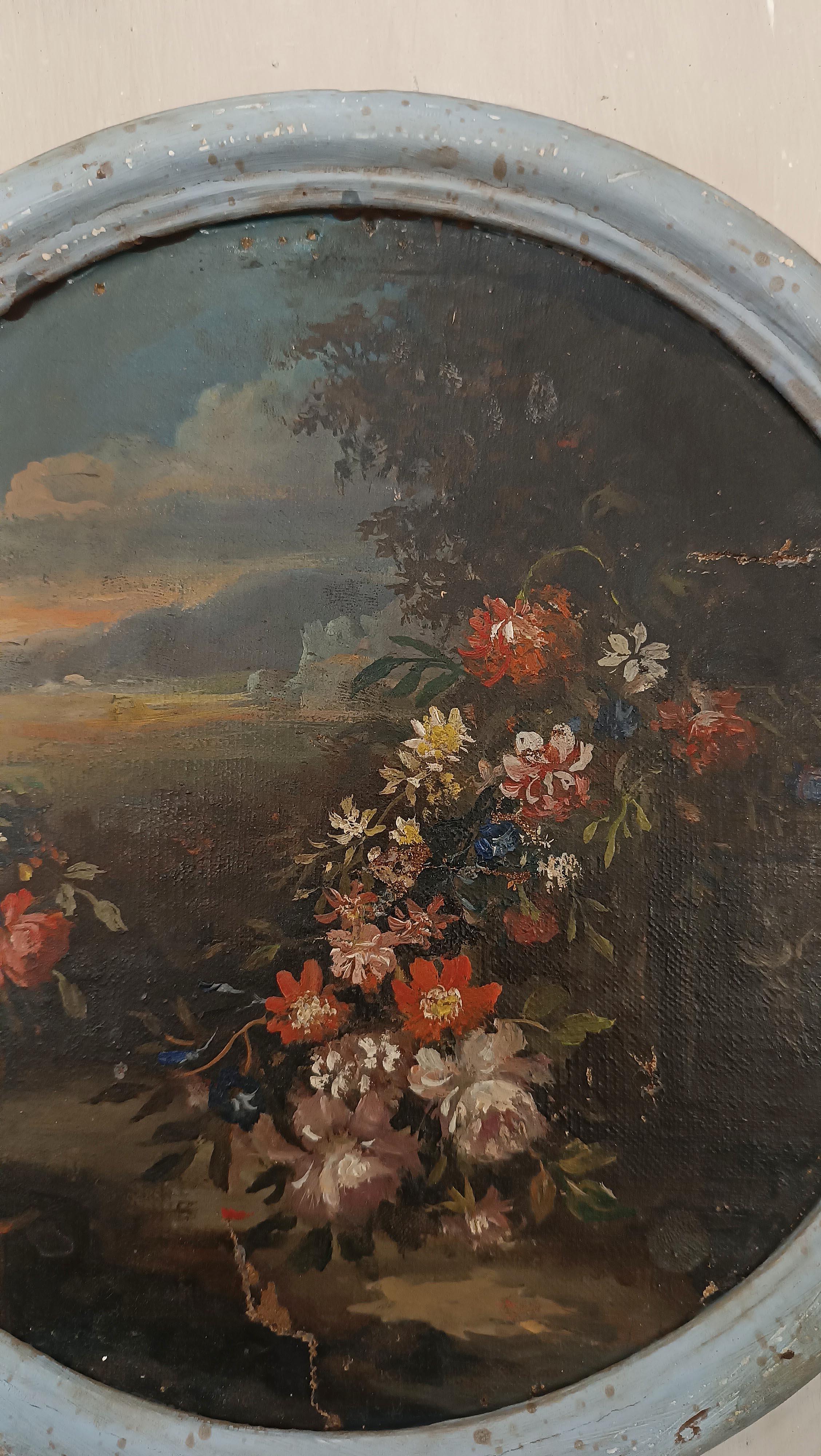 par de pinturas redondas del siglo xix Tallado a mano en venta