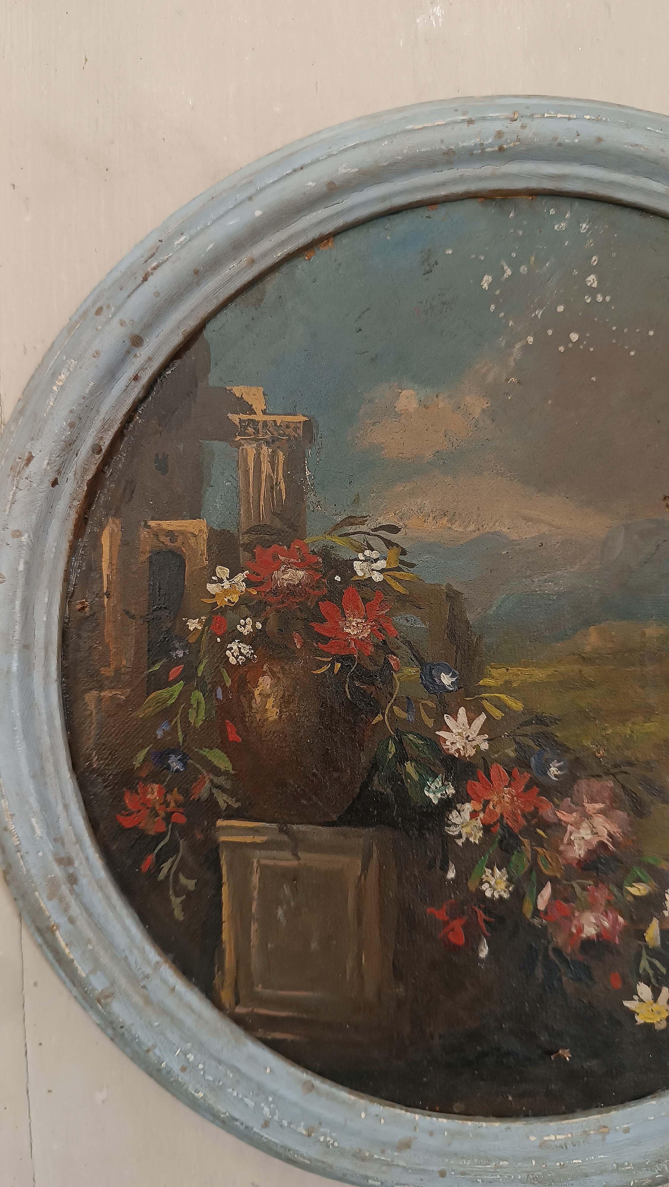 par de pinturas redondas del siglo xix 19th Century en venta