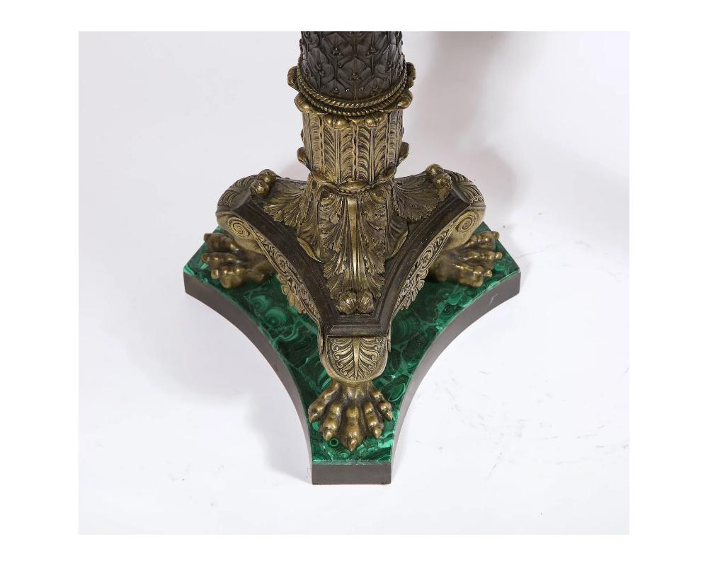 19th Century Pair of Russian Ormolu and Patinated Bronze and Malachite Gueridon 6