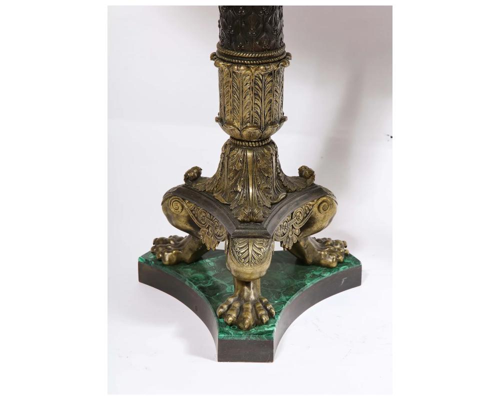 19th Century Pair of Russian Ormolu and Patinated Bronze and Malachite Gueridon 8