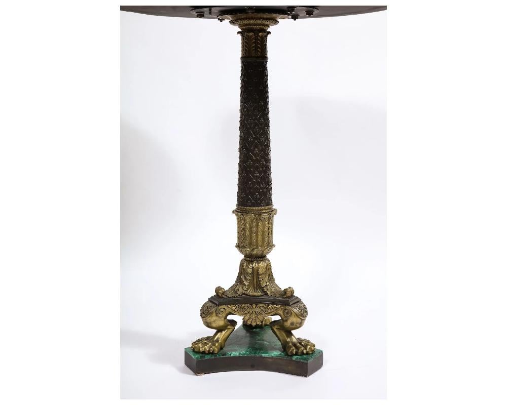 19th Century Pair of Russian Ormolu and Patinated Bronze and Malachite Gueridon 1