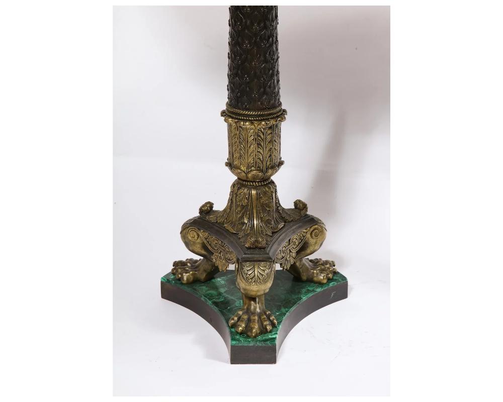19th Century Pair of Russian Ormolu and Patinated Bronze and Malachite Gueridon 2
