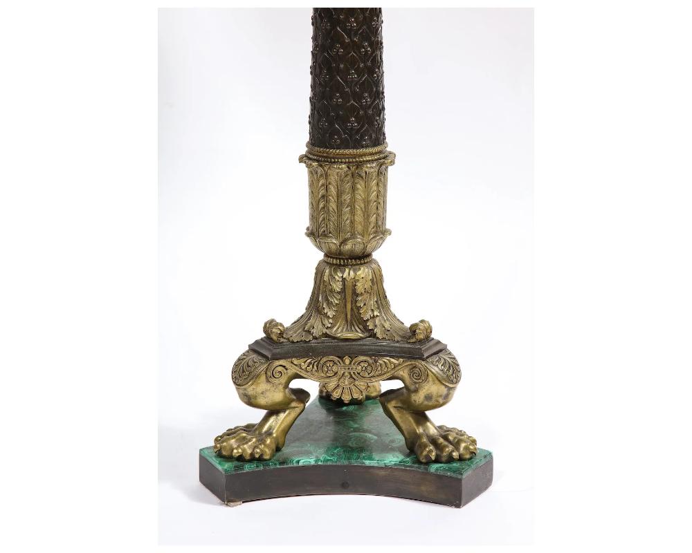19th Century Pair of Russian Ormolu and Patinated Bronze and Malachite Gueridon 4