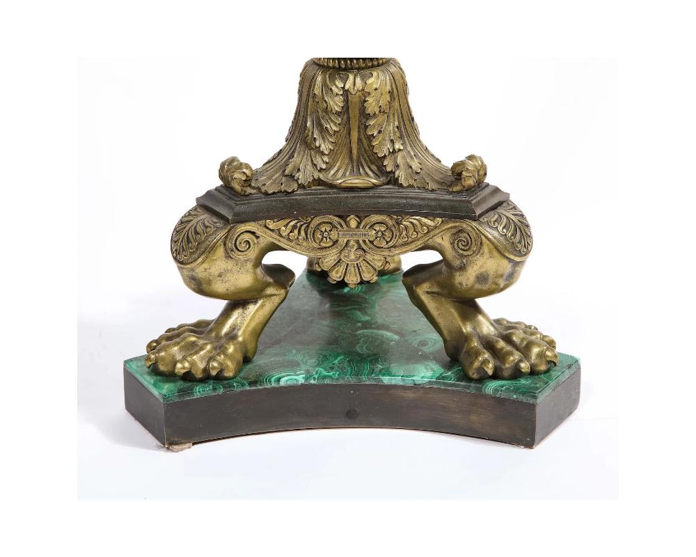 19th Century Pair of Russian Ormolu and Patinated Bronze and Malachite Gueridon 5