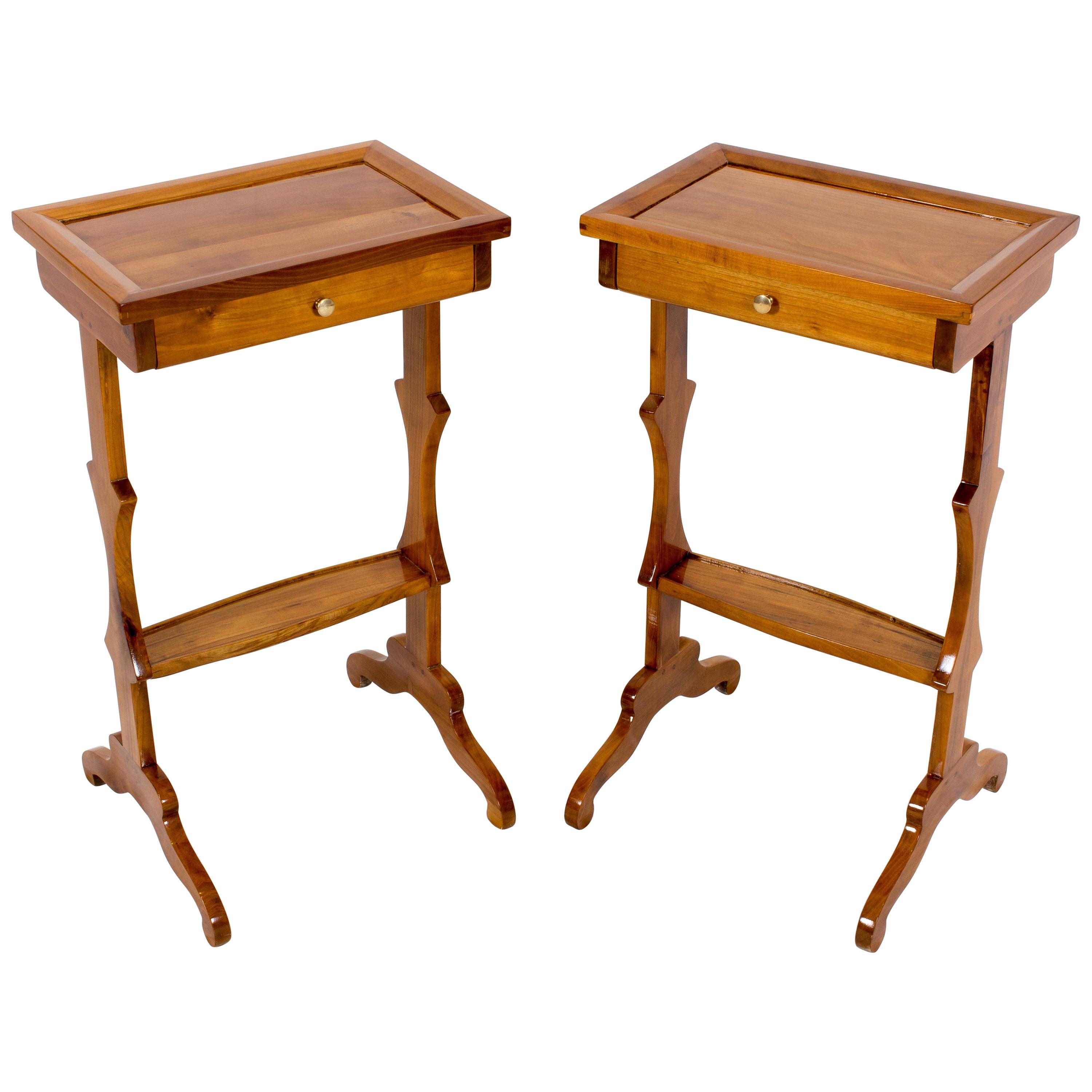 19th Century Pair of Side Table Solid Cherrywood