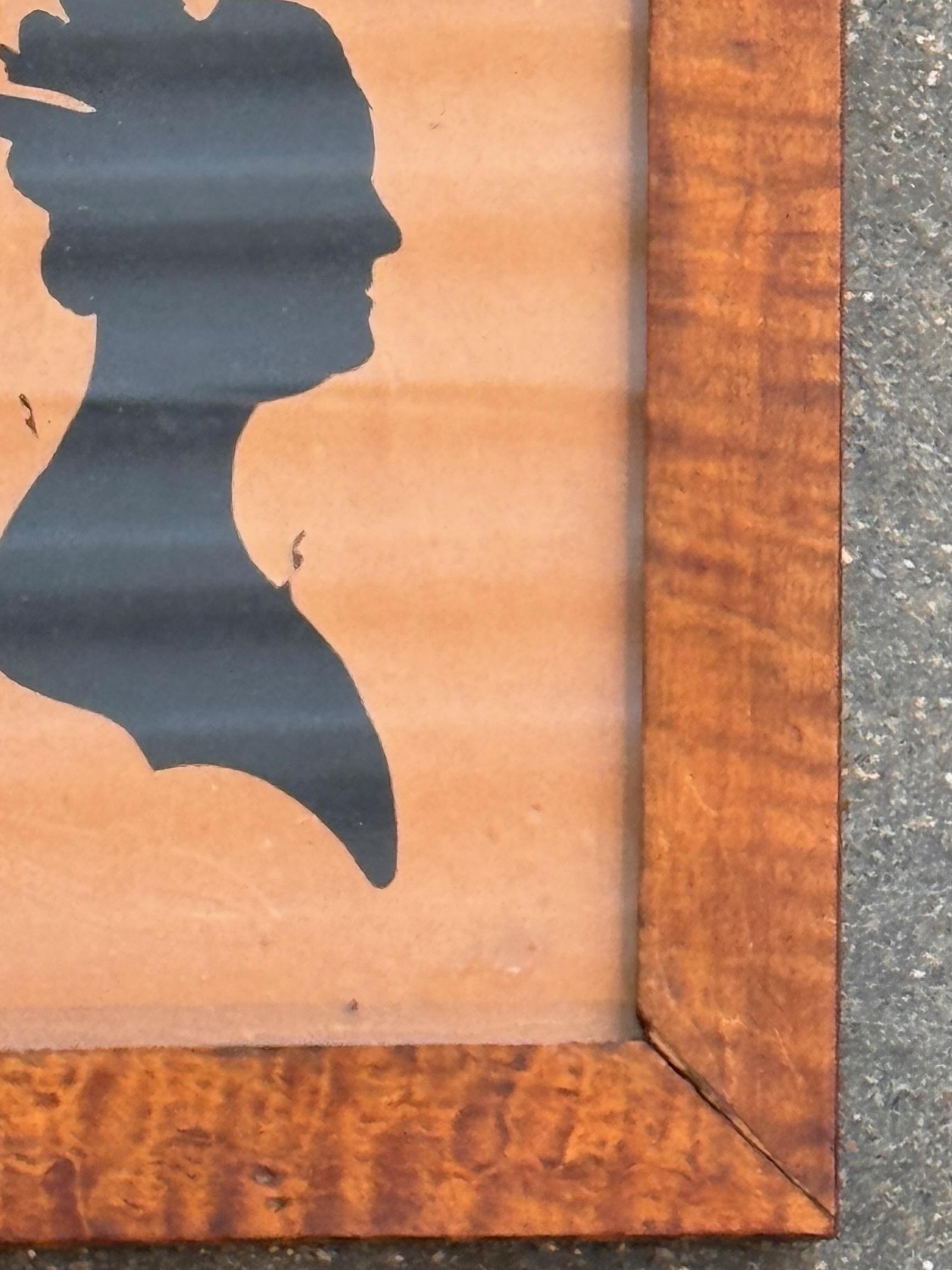 Wood 19th Century Pair of Silhouette Portraits, Framed For Sale