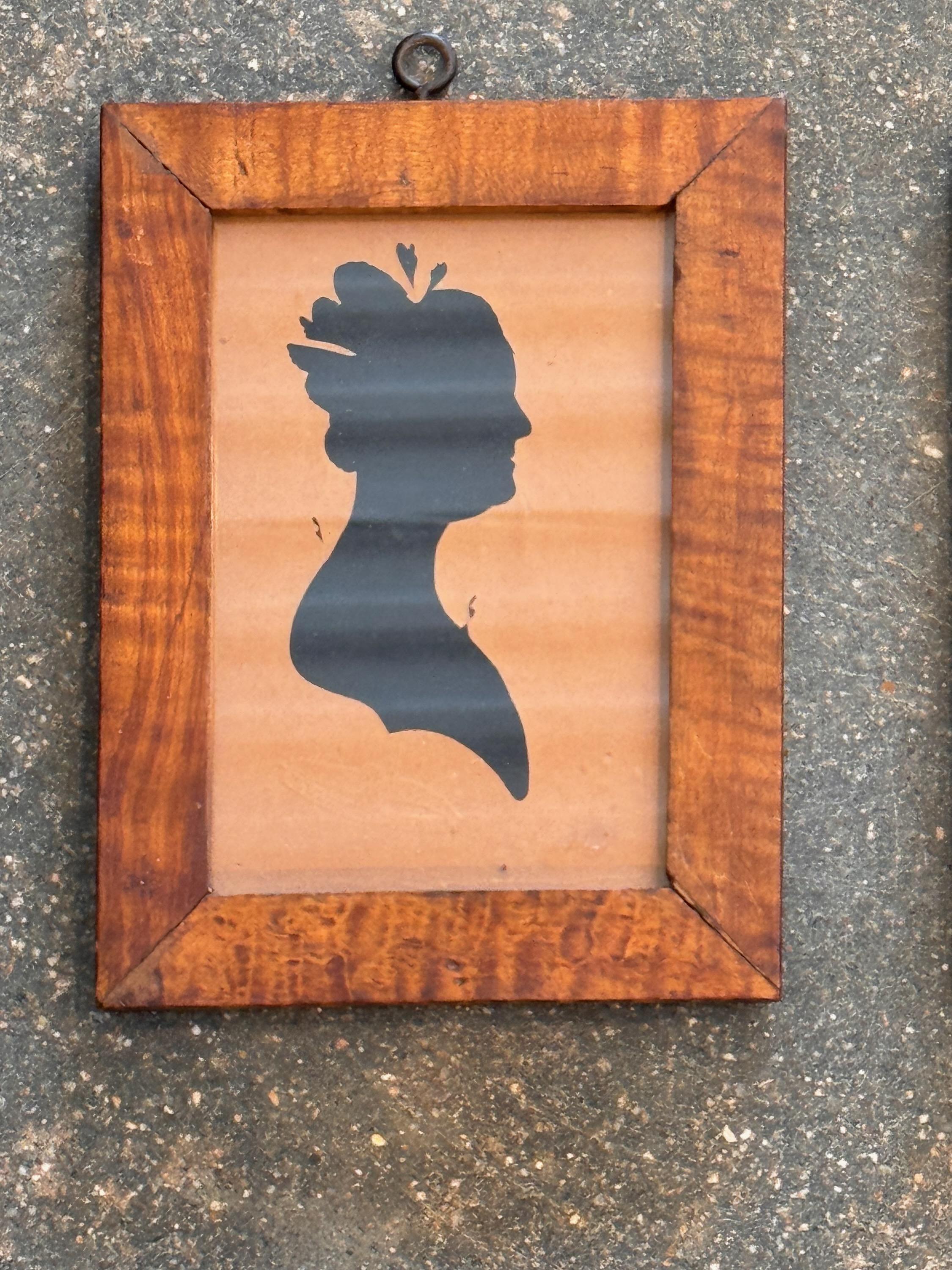 19th Century Pair of Silhouette Portraits, Framed For Sale 1