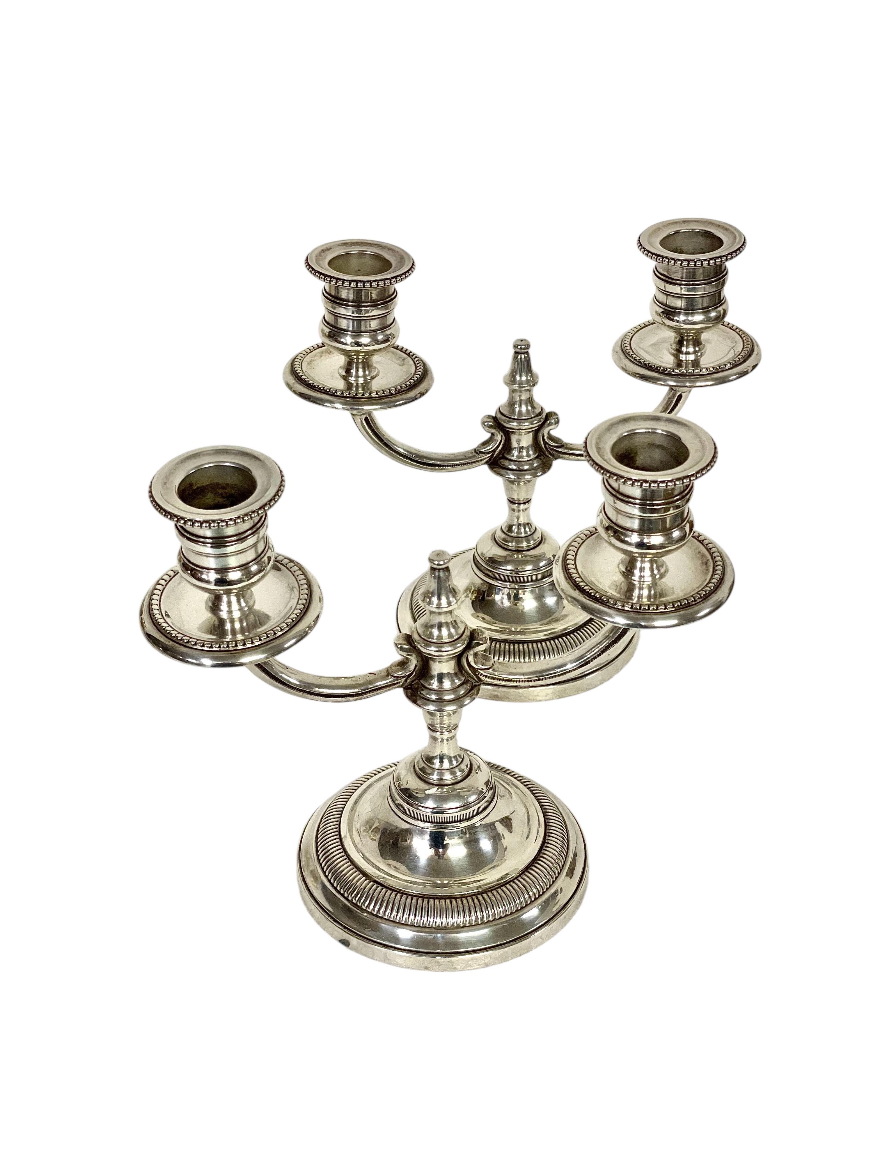 Coppia di candelabri in bronzo placcato argento del XIX secolo in vendita 7