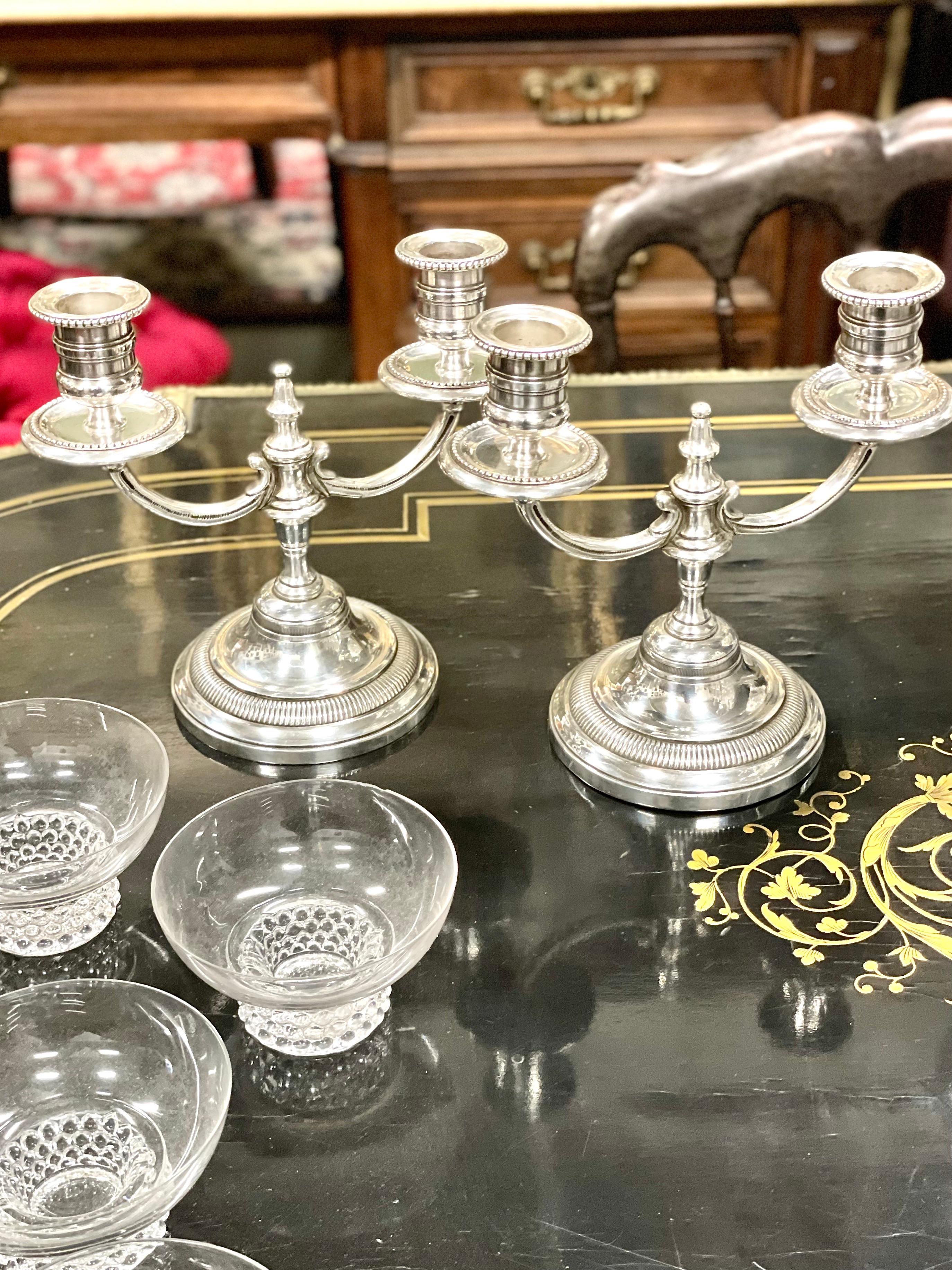 Coppia di candelabri in bronzo placcato argento del XIX secolo in vendita 9