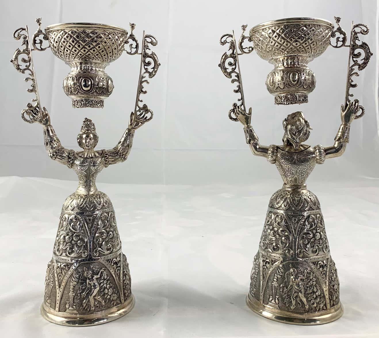 19th Century Pair of Silver Wager Cups For Sale 9