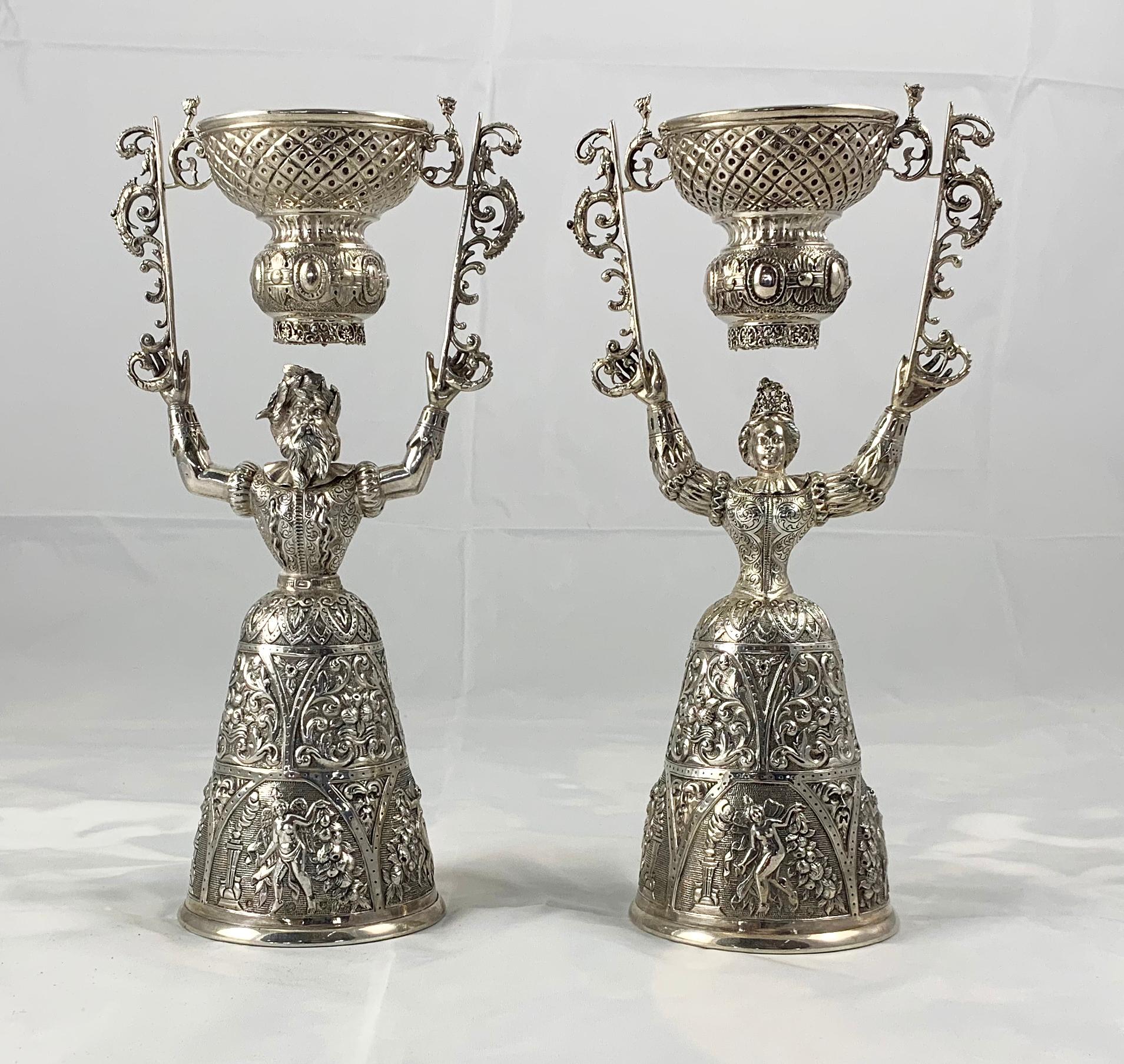19th Century Pair of Silver Wager Cups For Sale 8