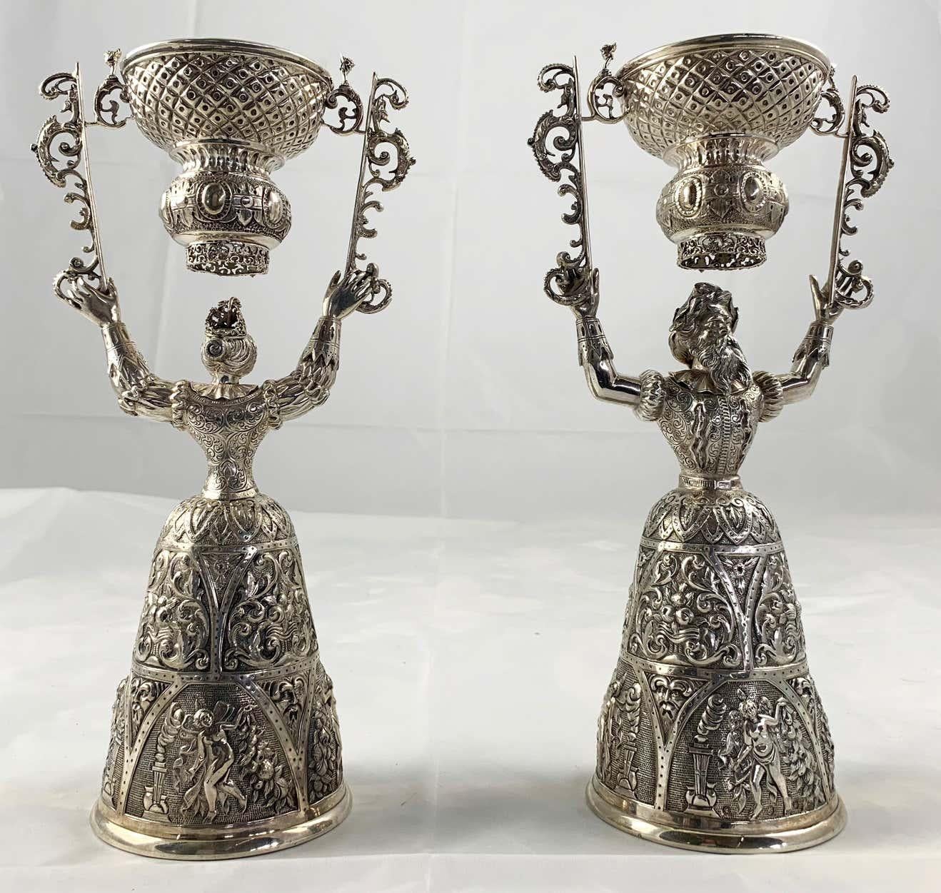 19th Century Pair of Silver Wager Cups For Sale 10