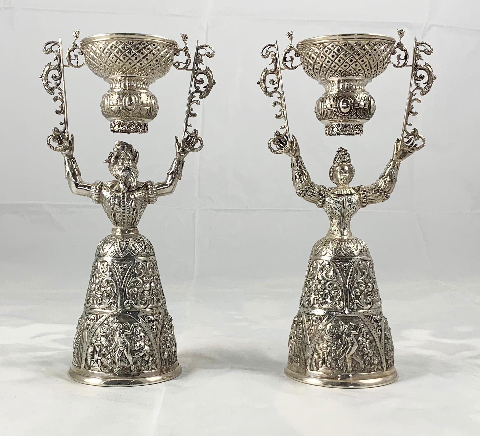 19th Century Pair of Silver Wager Cups For Sale 9