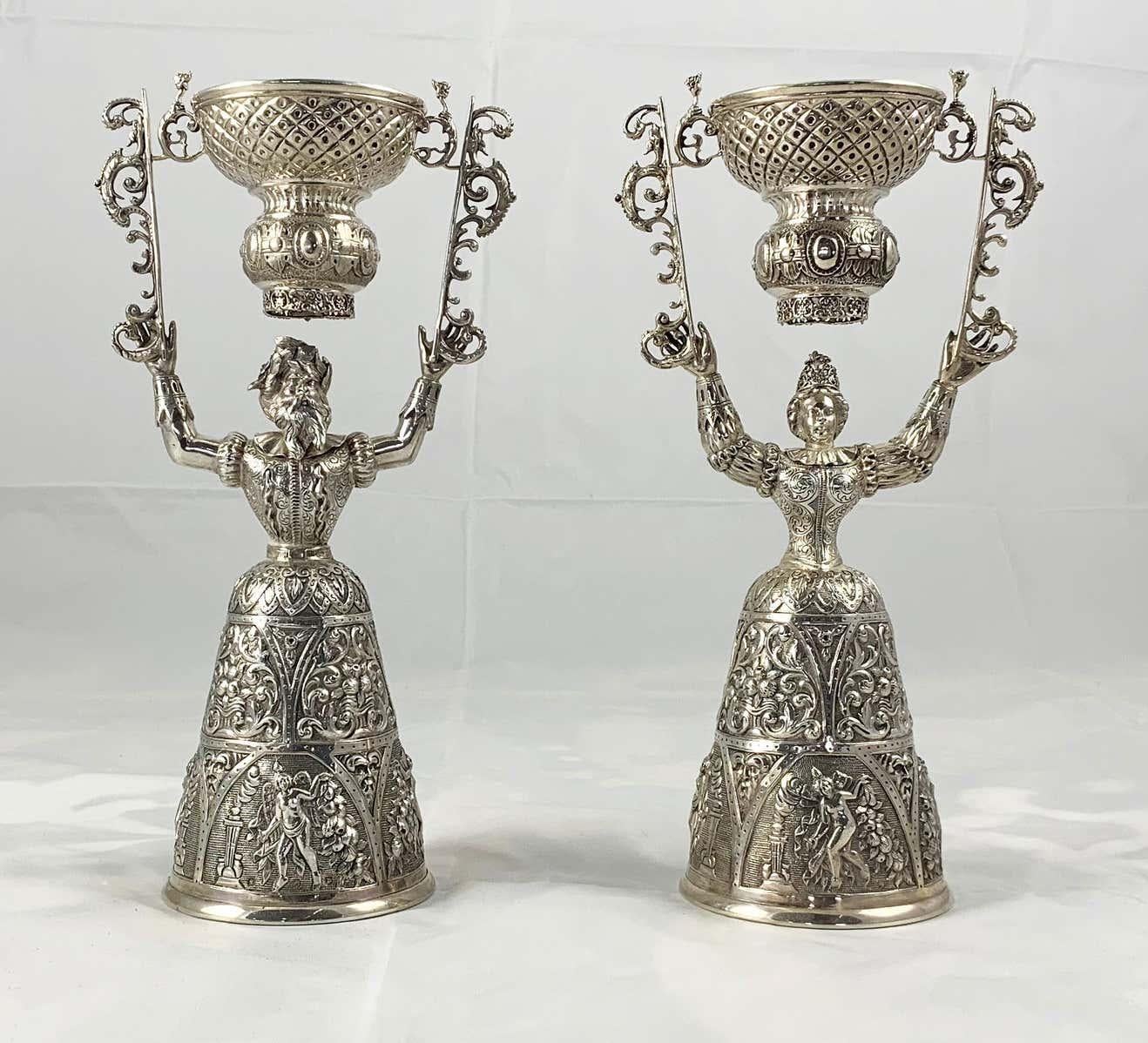 19th Century Pair of Silver Wager Cups For Sale 12