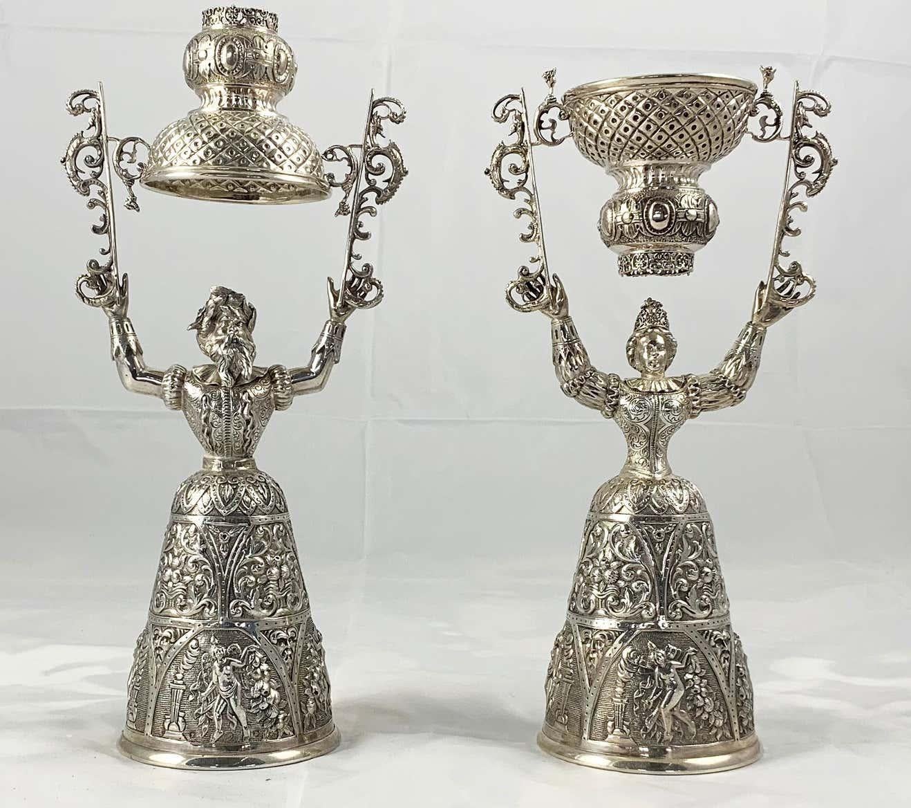 19th Century Pair of Silver Wager Cups For Sale 13