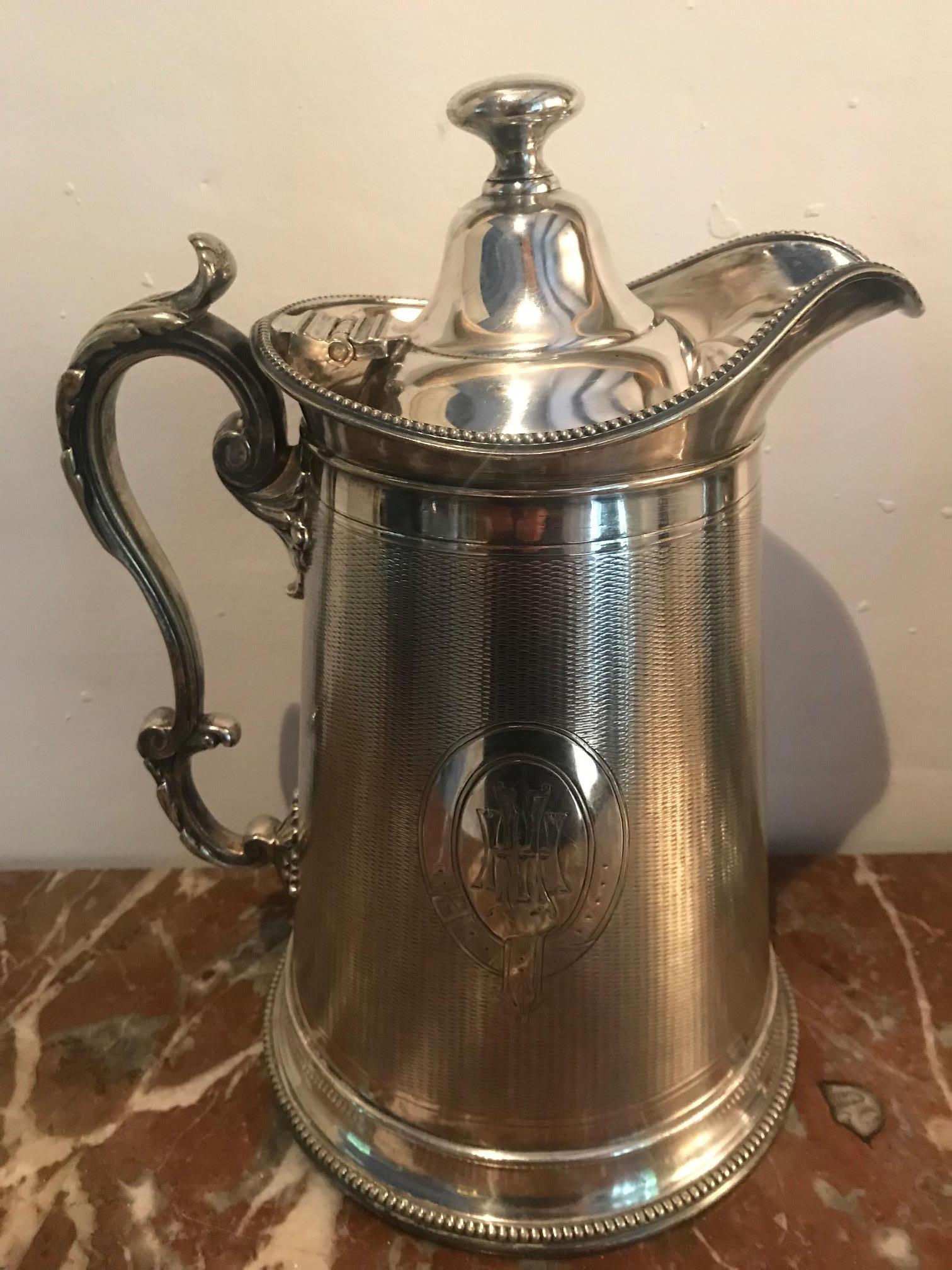 English 19th Century Pair of Silverplate Water Jugs/Pitchers For Sale