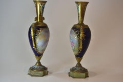 19th Century Pair of Small Old Sèvres Blue Porcelain Vases
