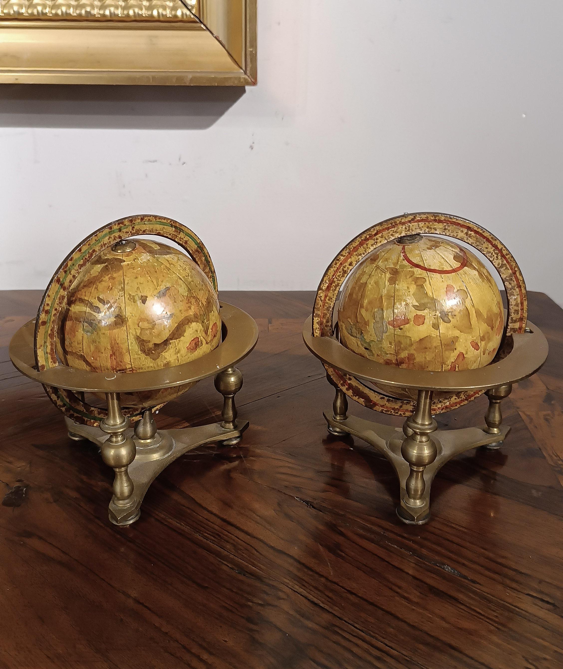 19th CENTURY PAIR OF SMALL WORLD GLOBES For Sale 5