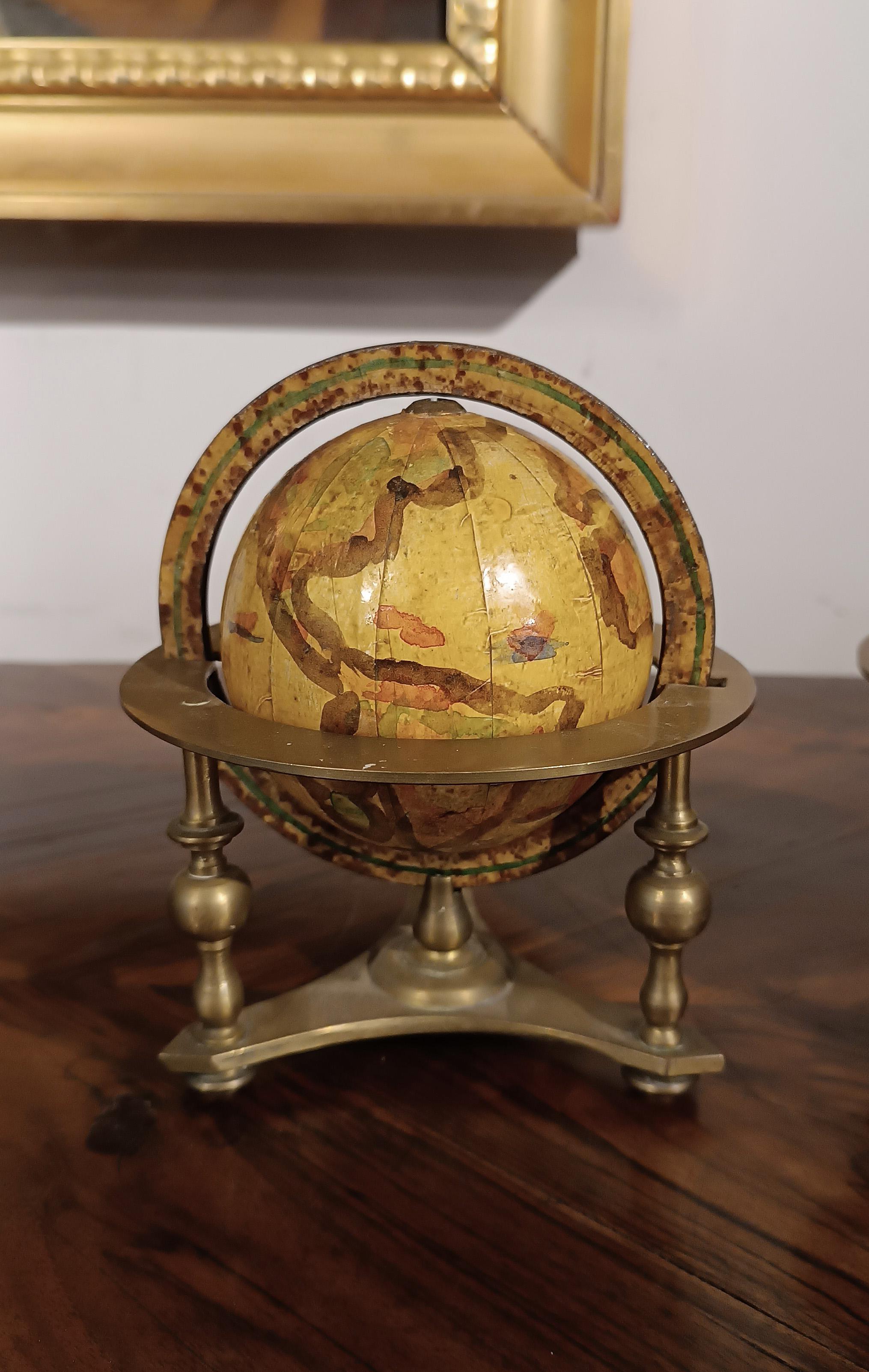 Italian 19th CENTURY PAIR OF SMALL WORLD GLOBES For Sale