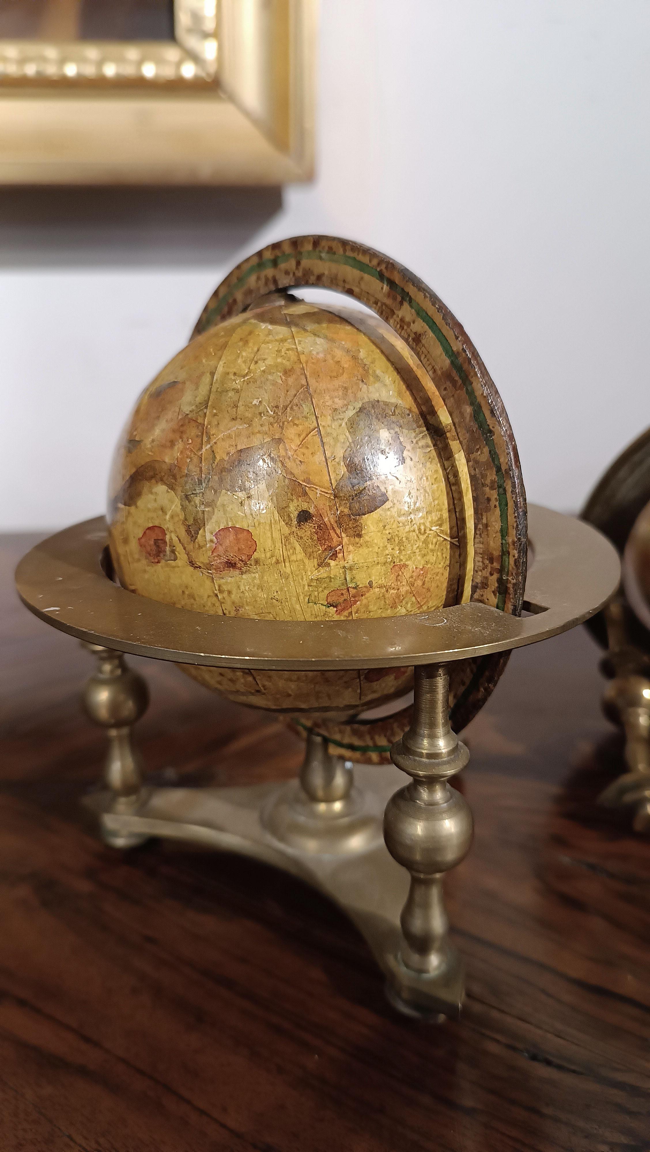 Hand-Painted 19th CENTURY PAIR OF SMALL WORLD GLOBES For Sale