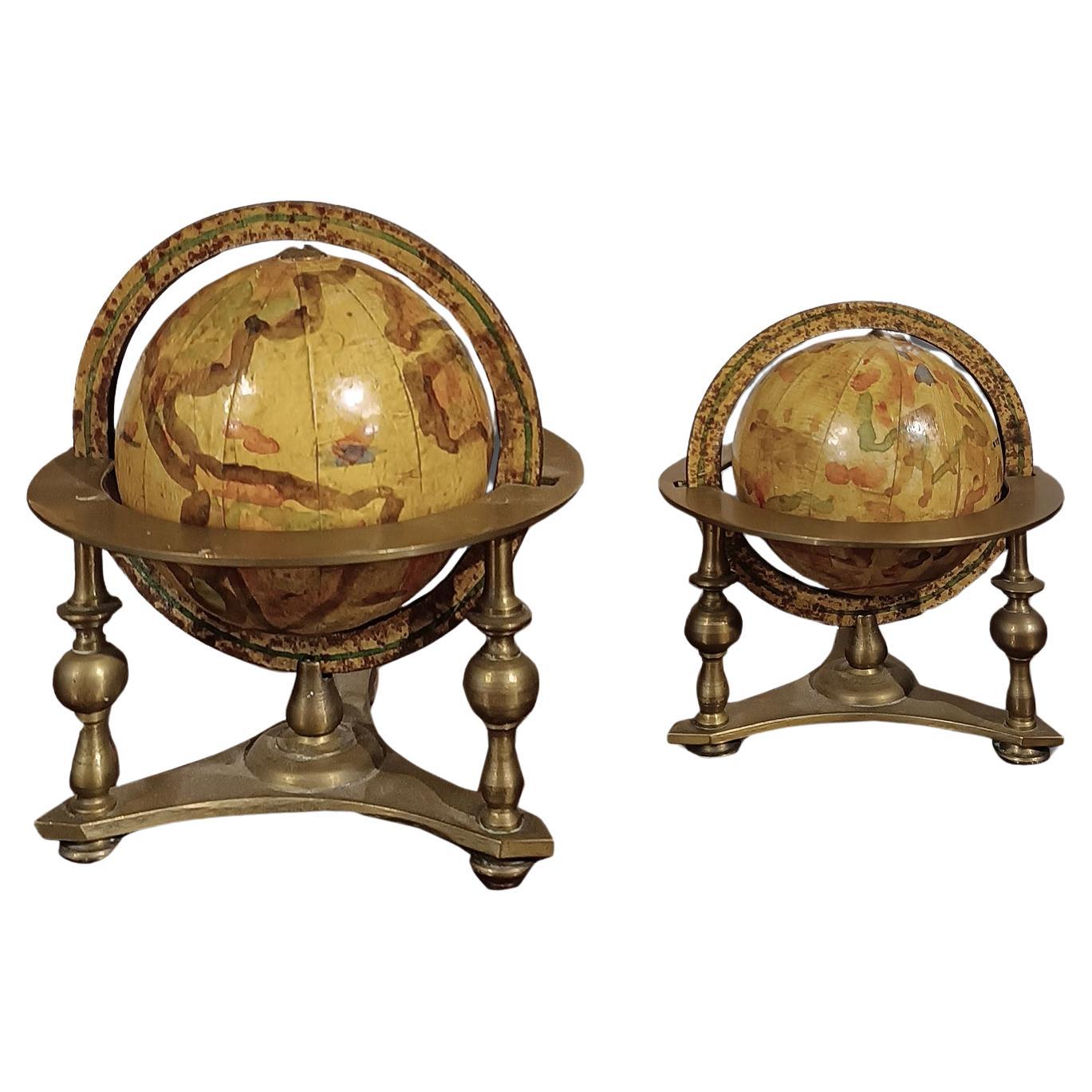 19th CENTURY PAIR OF SMALL WORLD GLOBES For Sale