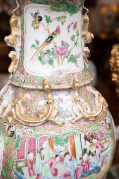 19th Century Pair of Sophisticated Rose Medallion Lamps