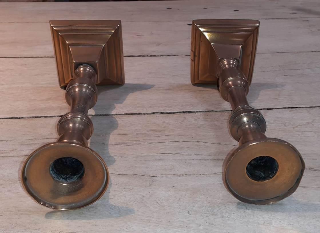 19th Century Pair of Spanish Bronze Candleholders  1