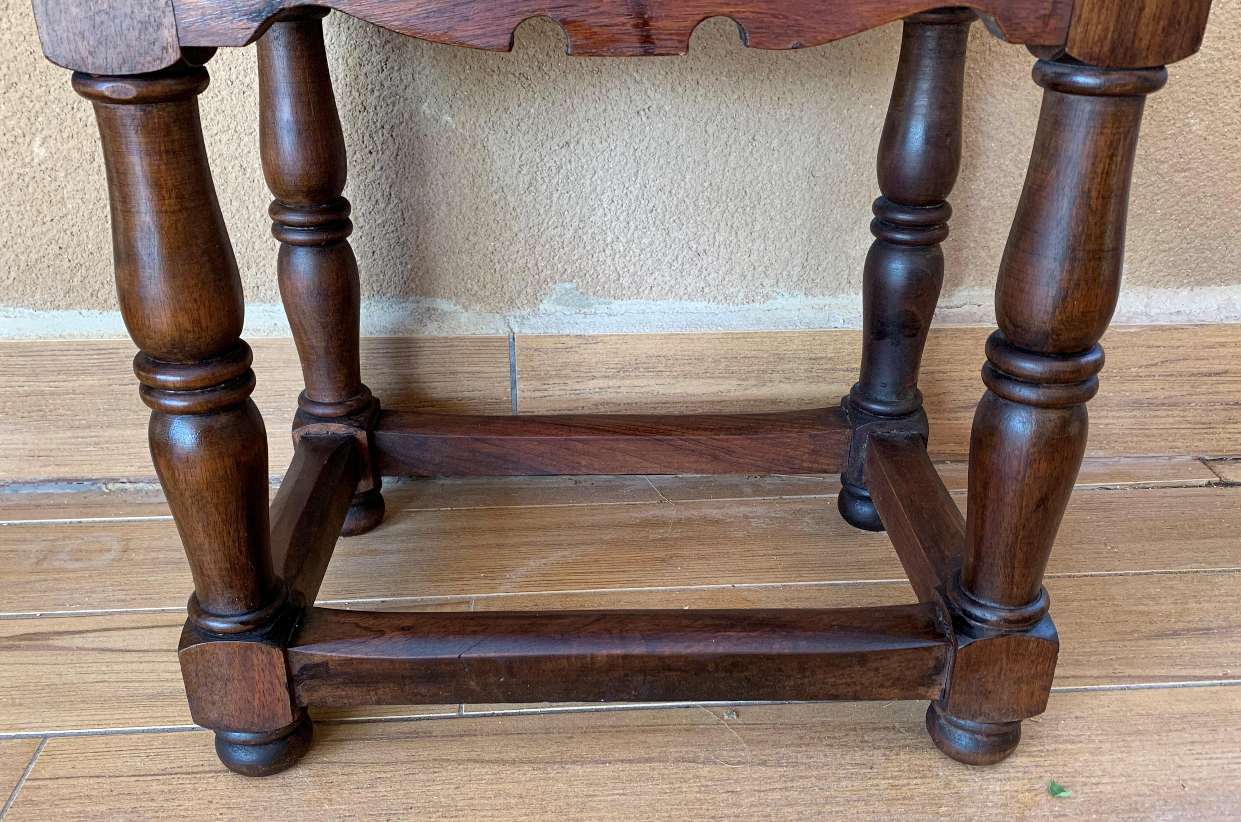 19th Century Pair of Spanish Nightstands with Carved Drawer and Iron Hardware 8