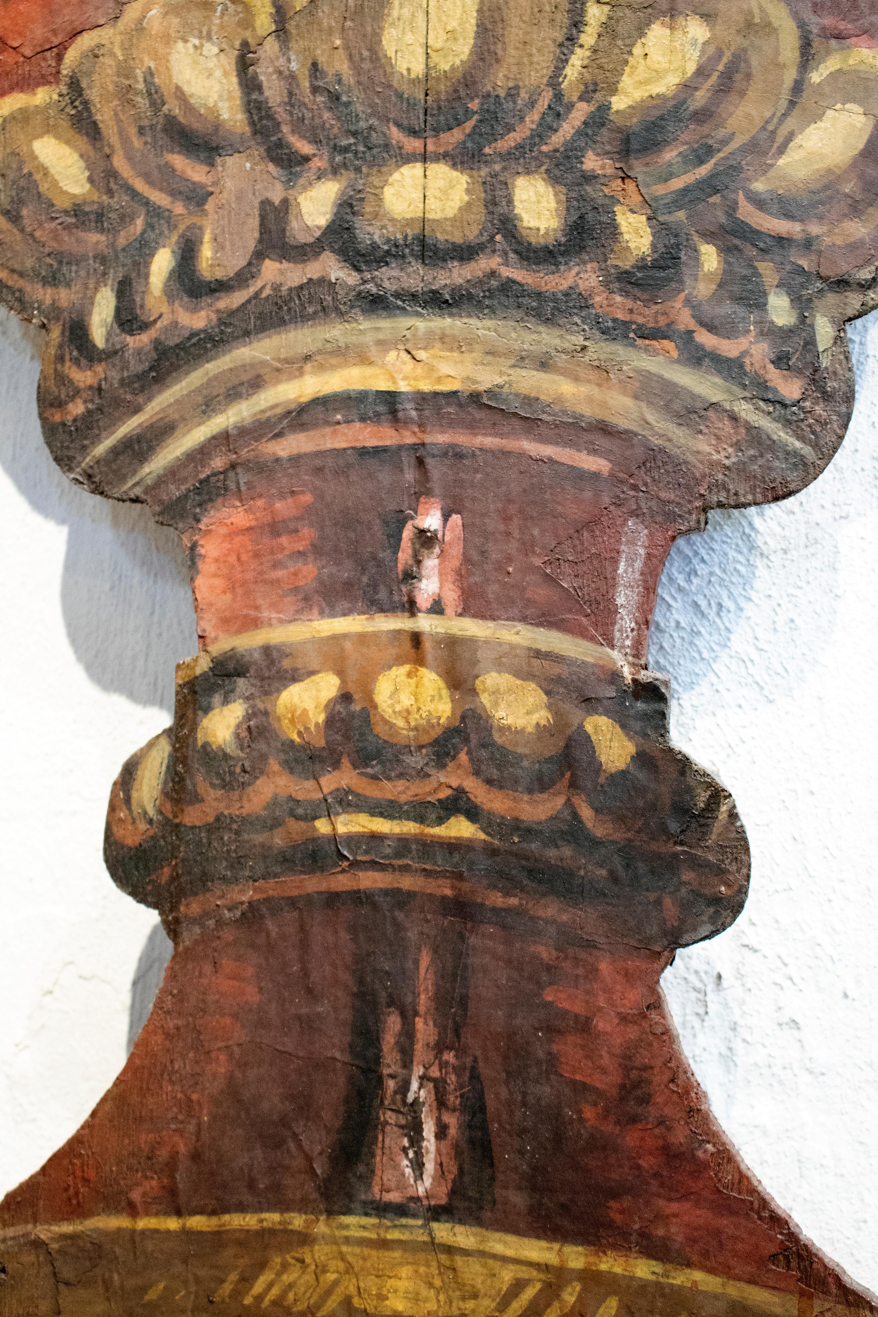 19th Century Pair of Spanish Vases Painted on Wood 7
