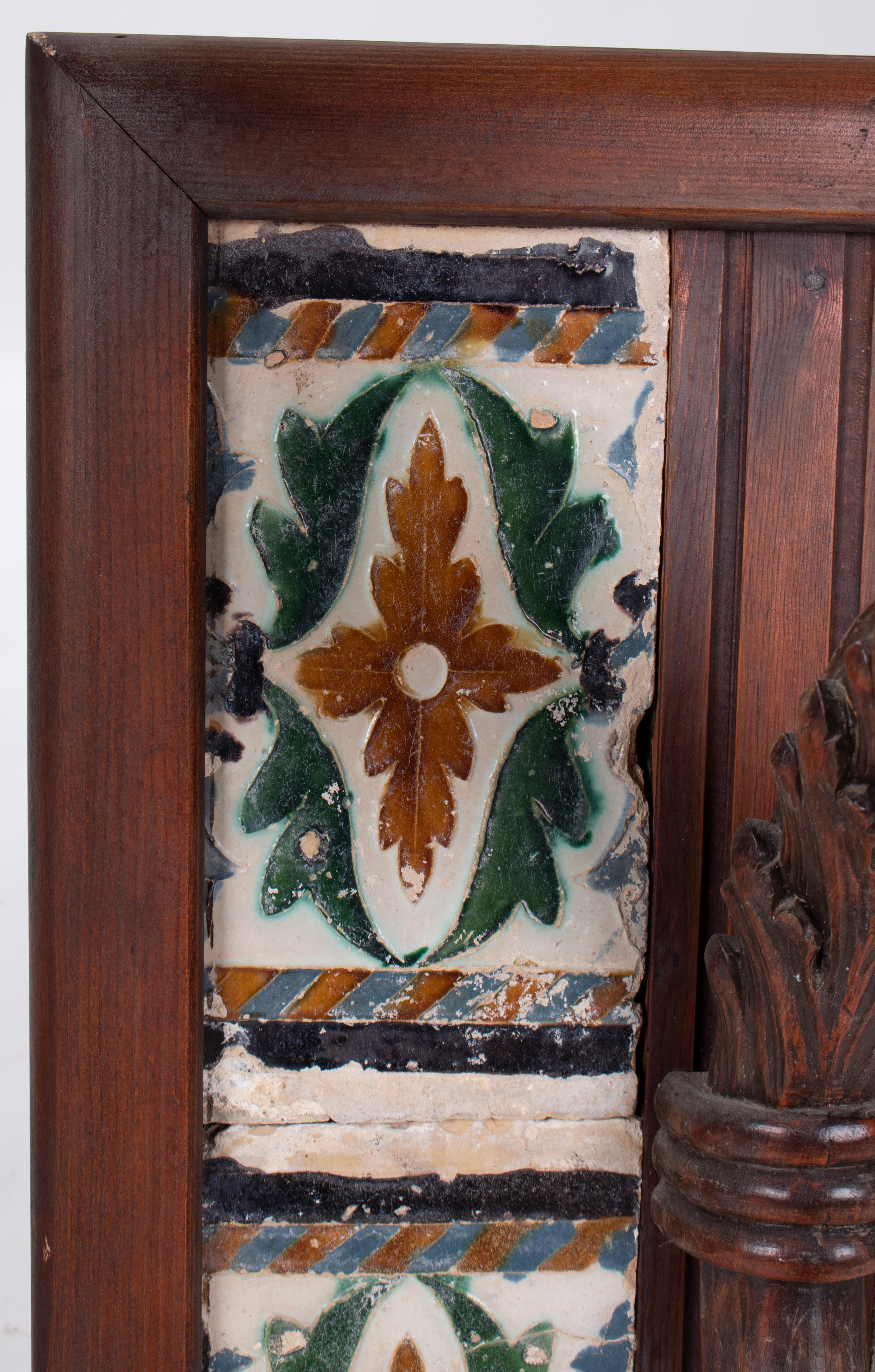 19th Century Pair of Spanish Wall Lamps with 16th Century Cuerda Seca Tiles 3