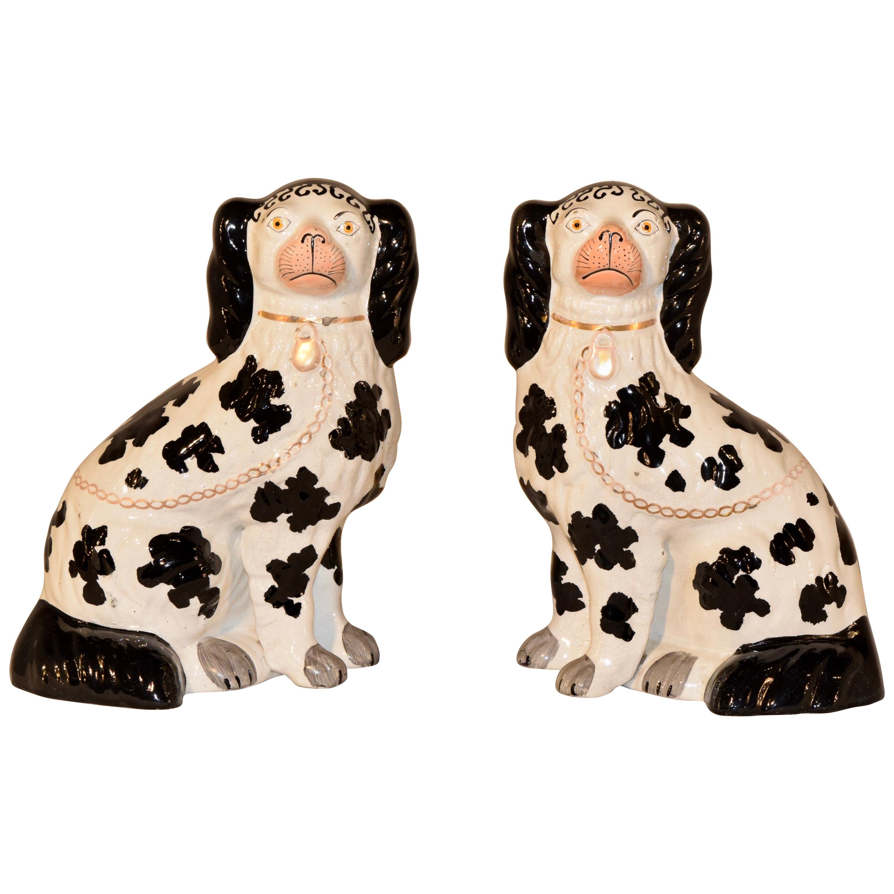 19th Century Pair of Staffordshire Disraeli Spaniels