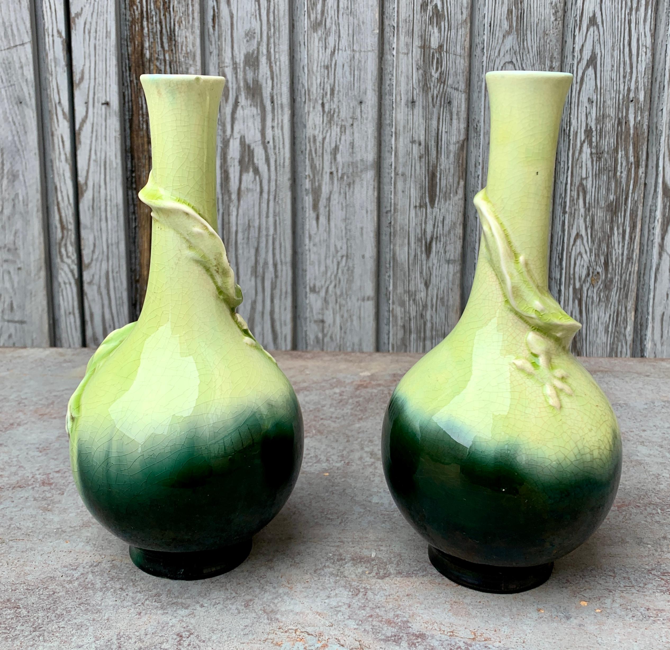  19th Century Pair of Swedish Art Nouveau Majolica Vases  For Sale 14