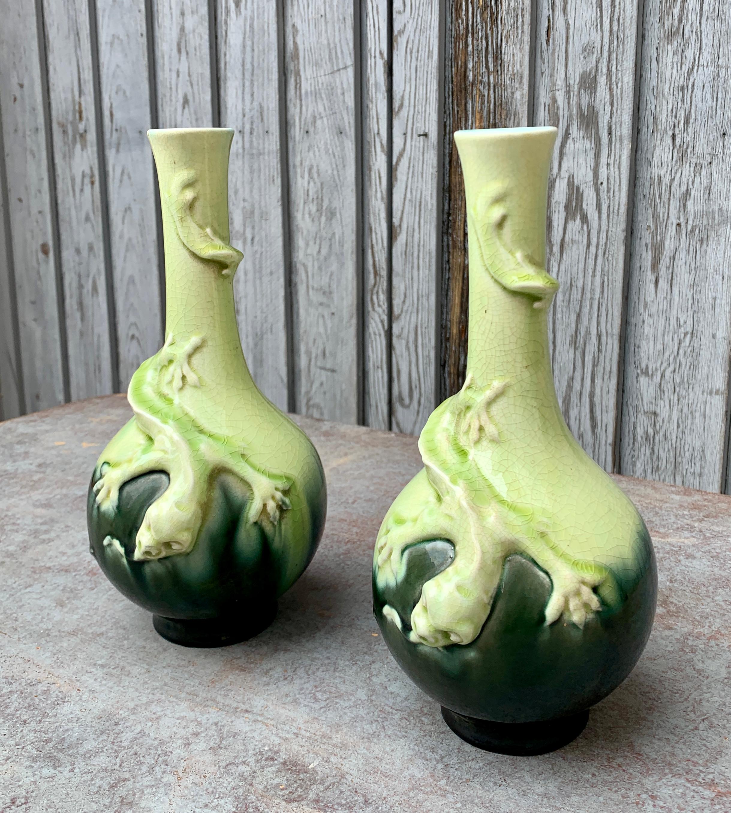  19th Century Pair of Swedish Art Nouveau Majolica Vases  For Sale 15