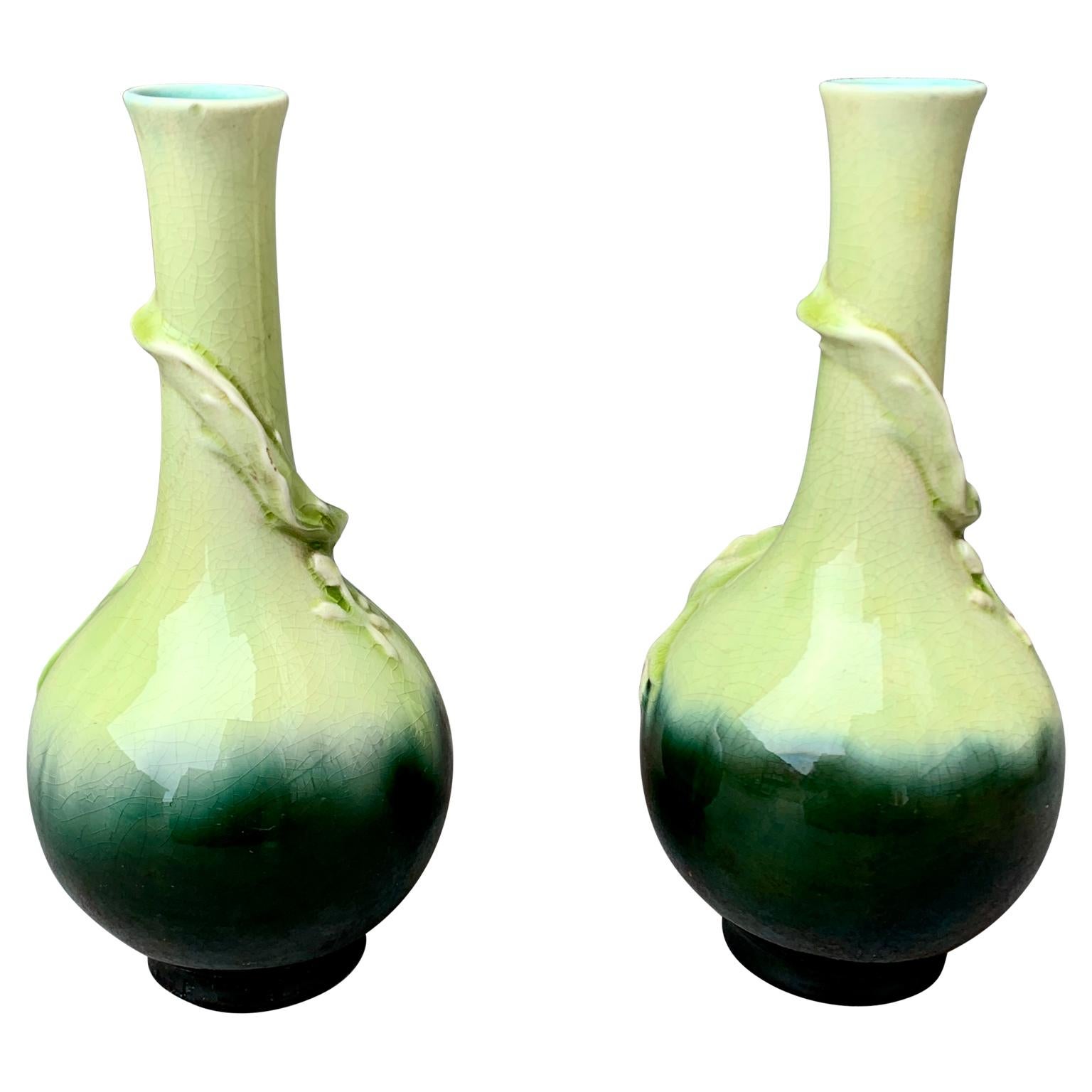  19th Century Pair of Swedish Art Nouveau Majolica Vases  For Sale 1