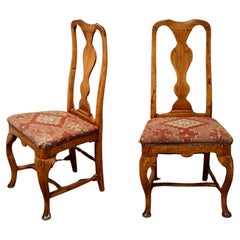 Antique 19th Century Pair of Swedish Fruitwood Dining Chairs