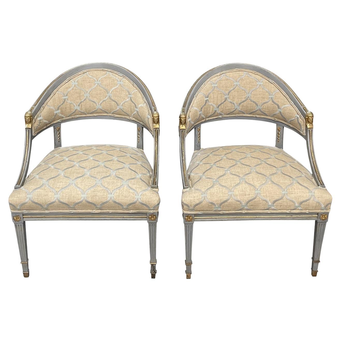 Paire de chaises en bouleau de style gustavien suédois du 19e siècle attribuées à Ephraim Ståhl