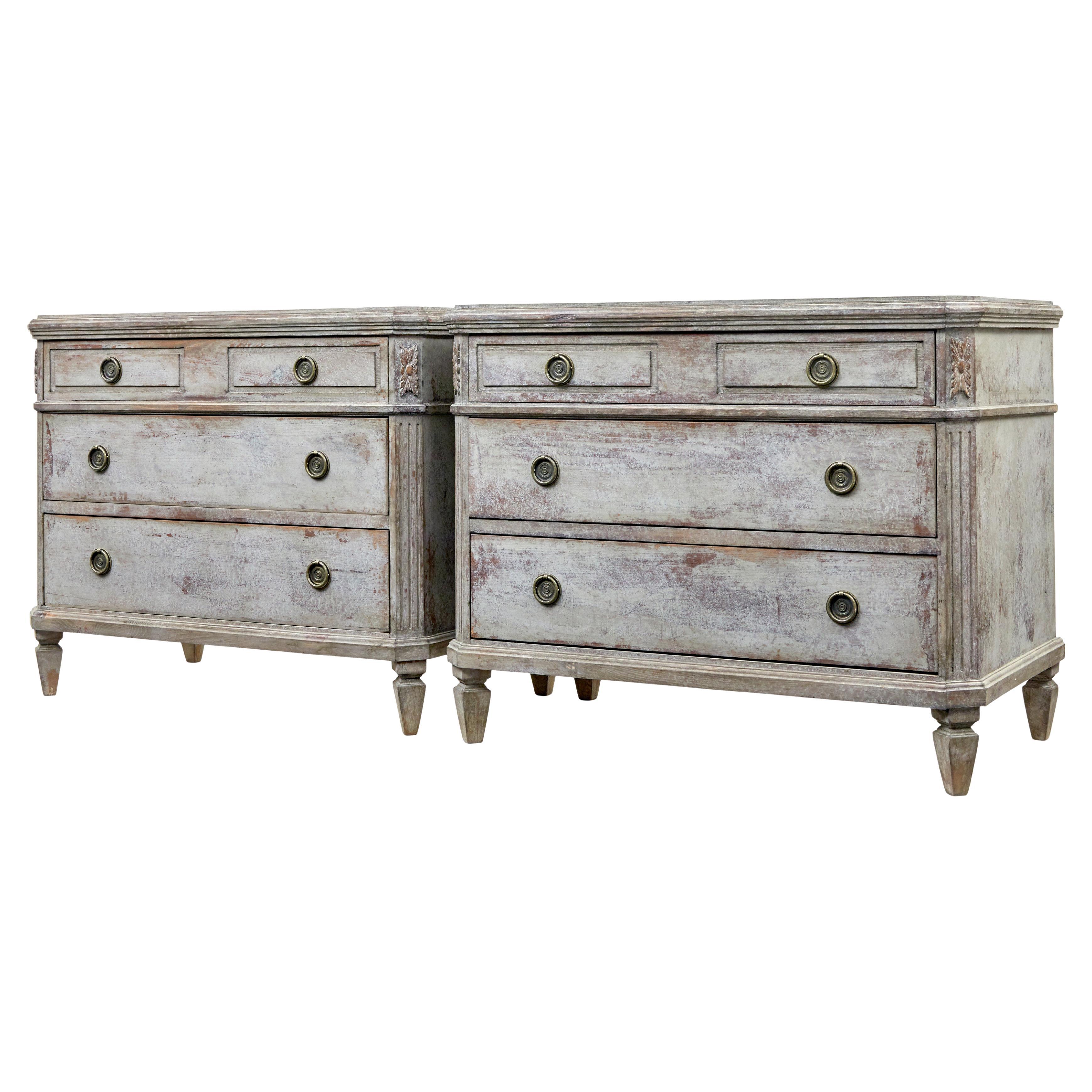 19th century pair of swedish hand painted chest of drawers