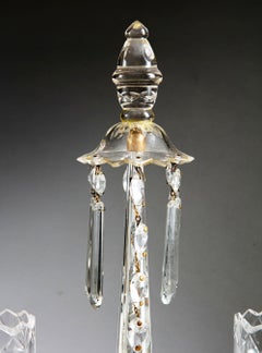19th Century Pair of Tall Cut Glass and Gilt Metal Table Lustres Candelabra