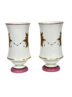 19th Century Pair of Tall Opaline Vases
