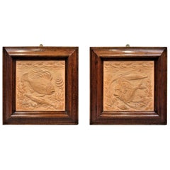 19th Century Pair of Terracotta Plaques of Sculpted Fish