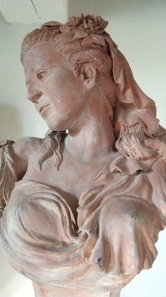 19th Century Pair of Terracotta Buste of Mozart and Constance