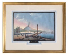 19th Century Pair of the Bay of Naples Gouache Paintings